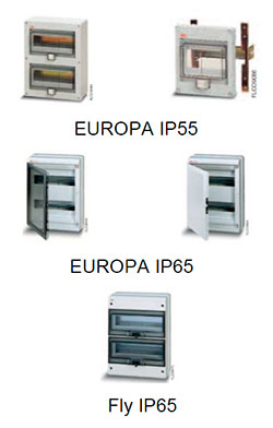 Шкафы серий EUROPA IP55, EUROPA IP65 и Fly IP65 производства ABB (АББ)