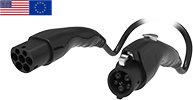 Тип 1:Автомобильное зарядное устройство DEGSON переменного тока с двумя штекером.(ЕС,США)